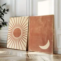 Boho Moon Sun Canvas Print Set of 2 thumbnail 1