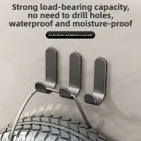 Gray Self-Adhesive Wall Hooks thumbnail 2