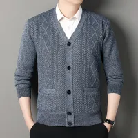 Men's V-Neck Button Knit Cardigan Jacket thumbnail 6