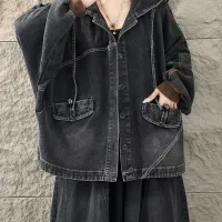 Women's Oversized Hooded Denim Jacket thumbnail 4