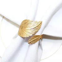 Matte Gold Fall Leaf Napkin Rings Set of 8 thumbnail 2