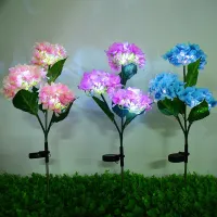 3 Head Solar Hydrangea Flower Lights thumbnail 3