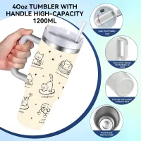 Cat-Themed Insulated Tumbler 40oz thumbnail 5