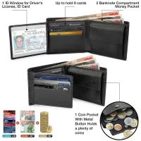 Slim RFID Blocking Leather Wallet for Men thumbnail 2