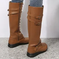 Gothic Punk Knee-High Combat Boots thumbnail 6