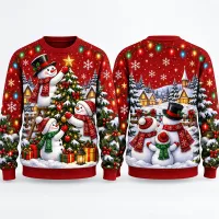 Snowman Village Ugly Christmas Sweater thumbnail 4