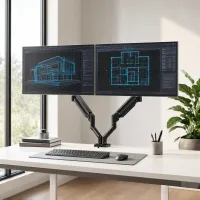 Dual Monitor Stand Up to 33" Adjustable Steel VESA Mount thumbnail 2