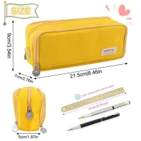 Pencil Case Large Space Storage 3 Compartment Pouch Double Side Opened Student Stationery Desk Organizer School Supplies thumbnail 3