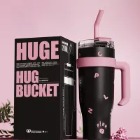 New Tumbler with Handle and Straw Lid Vacuum Insulated Water Bottle Straw Cover Silicone Boot Leak-proof Travel Coffee Cup 40Oz thumbnail 1