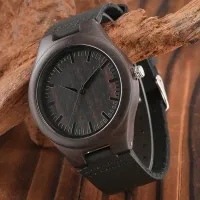 Classic Ebony Wood Quartz Men's Watch thumbnail 4