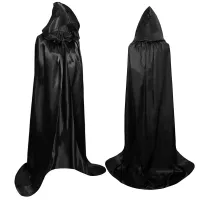 Black Hooded Witch Cloak Cape thumbnail 4