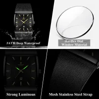 POEDAGAR Luxury Stainless Steel Mesh Watch thumbnail 3