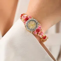 Retro Flower Diamond Ladies Quartz Wristwatch thumbnail 6