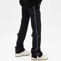 Black Y2K Cargo Jeans with Side Zipper thumbnail 2