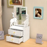 Rabbit Rotating Makeup Mirror with Drawer thumbnail 1