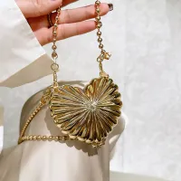 Golden Silver Heart Pattern Evening Clutch thumbnail 1
