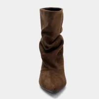 Pleated Suede Pointed Toe Ankle Boots thumbnail 5