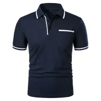 Men's Solid Color Polo Shirt with Pockets thumbnail 2