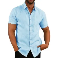 Cotton Linen Men's Casual Beach Shirt thumbnail 1