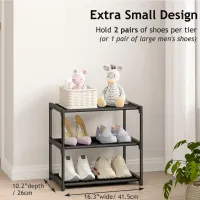 Narrow 3-Tier Stackable Shoe Rack thumbnail 4