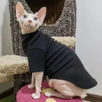 Sphynx Cat Fleece Turtleneck Sweater thumbnail 3
