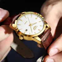 LIGE Men's Brown Leather Chronograph Watch thumbnail 1
