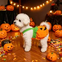 Halloween Pumpkin Pet Costume Overall thumbnail 1