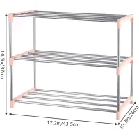 Pink 3-Tier Narrow Stackable Shoe Rack thumbnail 3
