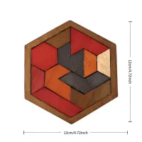 Hexagonal Wooden Brain Teaser Puzzle thumbnail 4