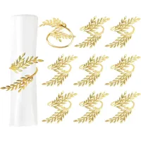Gold Leaf Napkin Rings Holiday Set thumbnail 1