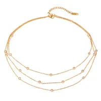 Gold Plated Crystal Bead Necklace thumbnail 1