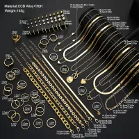 83-Piece Gold Tone Jewelry Set for Women thumbnail 6