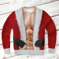 Muscle Santa Ugly Christmas Sweater Pullover thumbnail 3