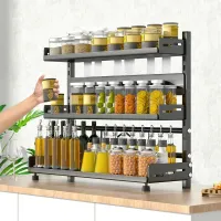 Adjustable Black Metal Spice Rack thumbnail 2