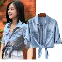 Half Sleeve Denim Jacket Women thumbnail 5