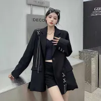 Black Y2K Chain Detail Blazer thumbnail 2