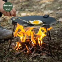 Triangular BBQ Grill Pot Rack with Chain thumbnail 3