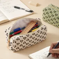 Heart Print Corduroy Pencil Case thumbnail 3