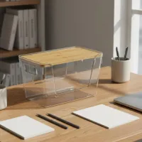 Wood Lid Clear Storage Box thumbnail 3