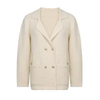 Cream Rib Knit Blazer Coat thumbnail 2