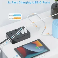 Flat Plug Power Strip with USB-C Ports thumbnail 4
