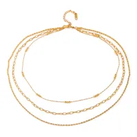 18K Gold Plated Layered Chain Necklace thumbnail 1
