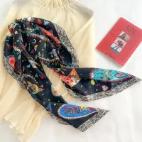 Luxury Tree Print Silk Scarf 90x90cm thumbnail 2
