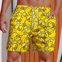 Men's Yellow Duck Hawaiian Swim Shorts thumbnail 1