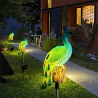 Solar Peacock Garden Stake Lights thumbnail 2
