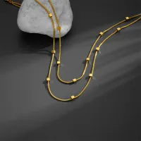 Double Layer Square Block Titanium Necklace thumbnail 3