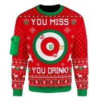 Santa Hockey 3D Print Christmas Sweatshirt thumbnail 1