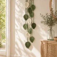 Macrame Leaf Wall Hanging Boho Tapestry thumbnail 4