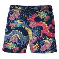 Chinese Dragon 3D Print Swim Trunks thumbnail 2
