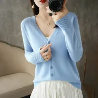 Women's V-Neck Loose Knit Cardigan thumbnail 5